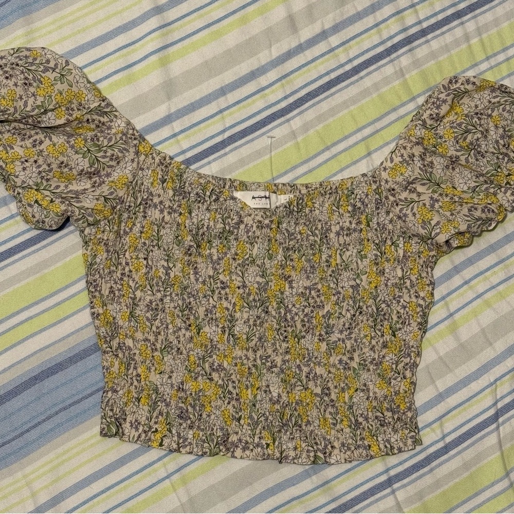 Astr Yellow and Gray Floral Blouse with Elegant Design